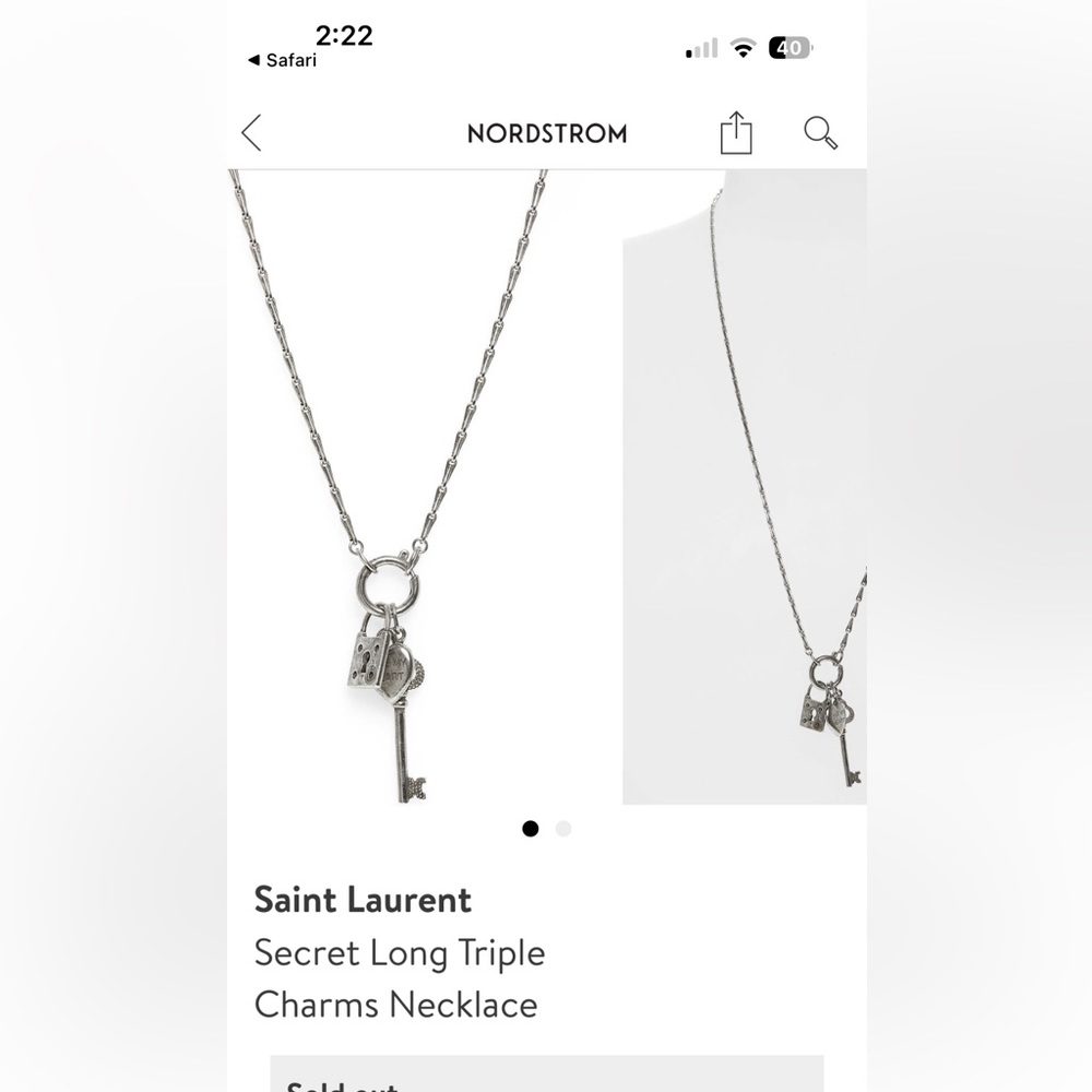Saint Laurent Secret Long Triple Charms Necklace NWOT